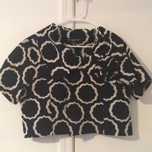 Cropped black, patterned blazer